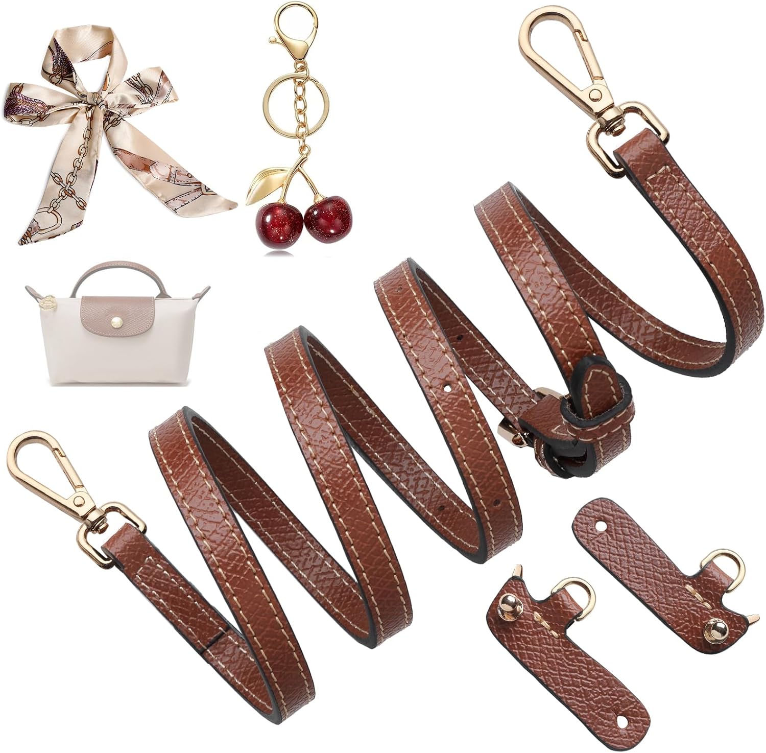 [Leakkle] Longchmpミニポーチ用クロスボディバッグストラップ、女性ハンドバッグ交換用の調整可能なハンドバッグストラップキット
