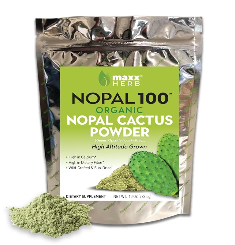 Maxx Herb Suplemento de Fibra Alimentar de Nopal em Pó Orgânico, Opuntia ficus-indica, Pacote com 283,5 g