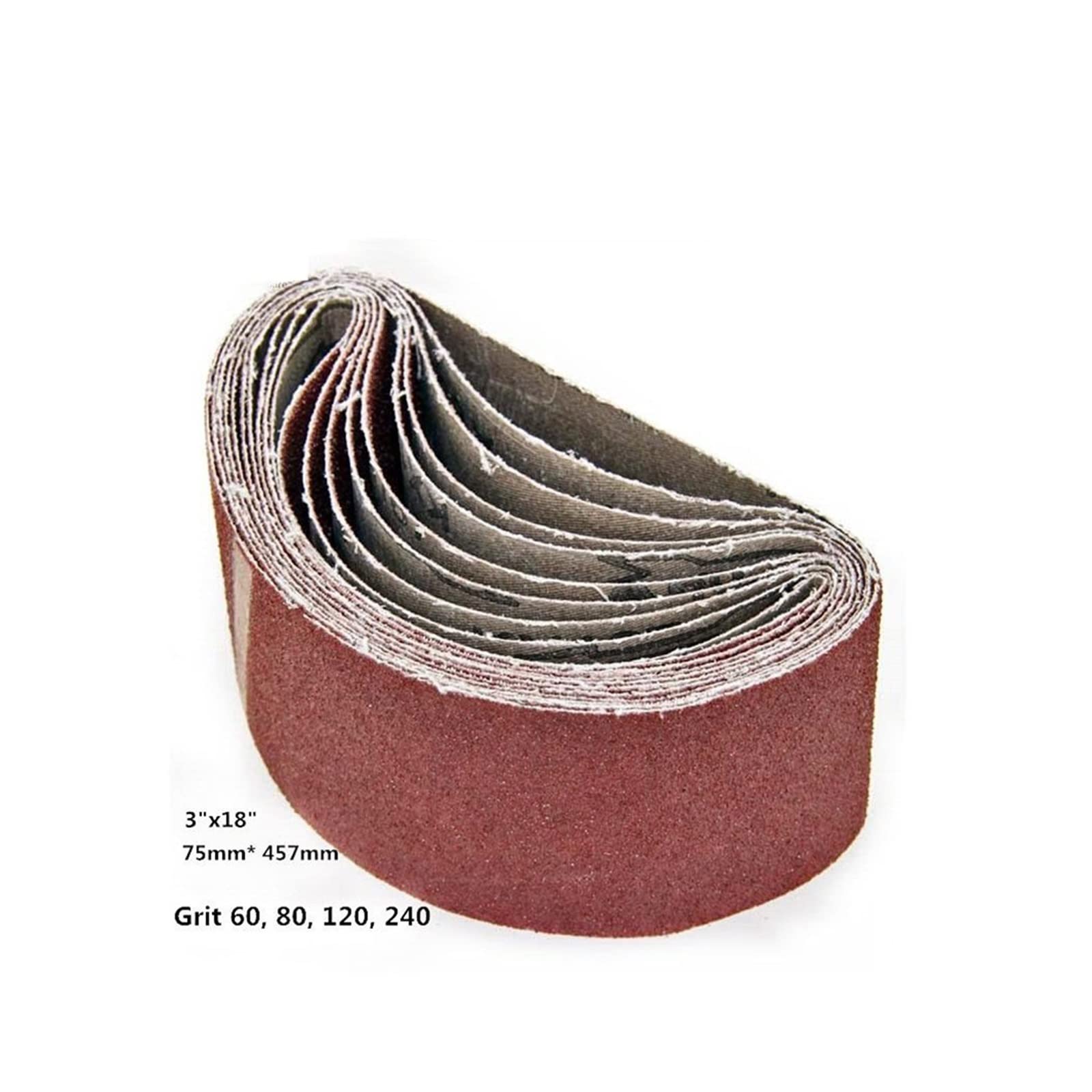Pas szlifierski 5 sztuk 75x457mm pasy szlifierskie 3 "x 18" papier ścierny 60 80 120 240 ziarno tlenek glinu akcesoria do obróbki drewna(Grit 120)