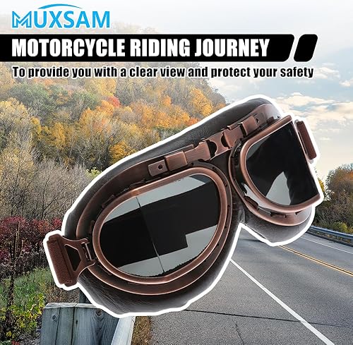 Miniatura 6 de MUXSAM Gafas vintage para motocicleta, ATV Motocross, motocross, motocross, motocross, motocross, scooter, todoterreno, resistente al viento, gafas
