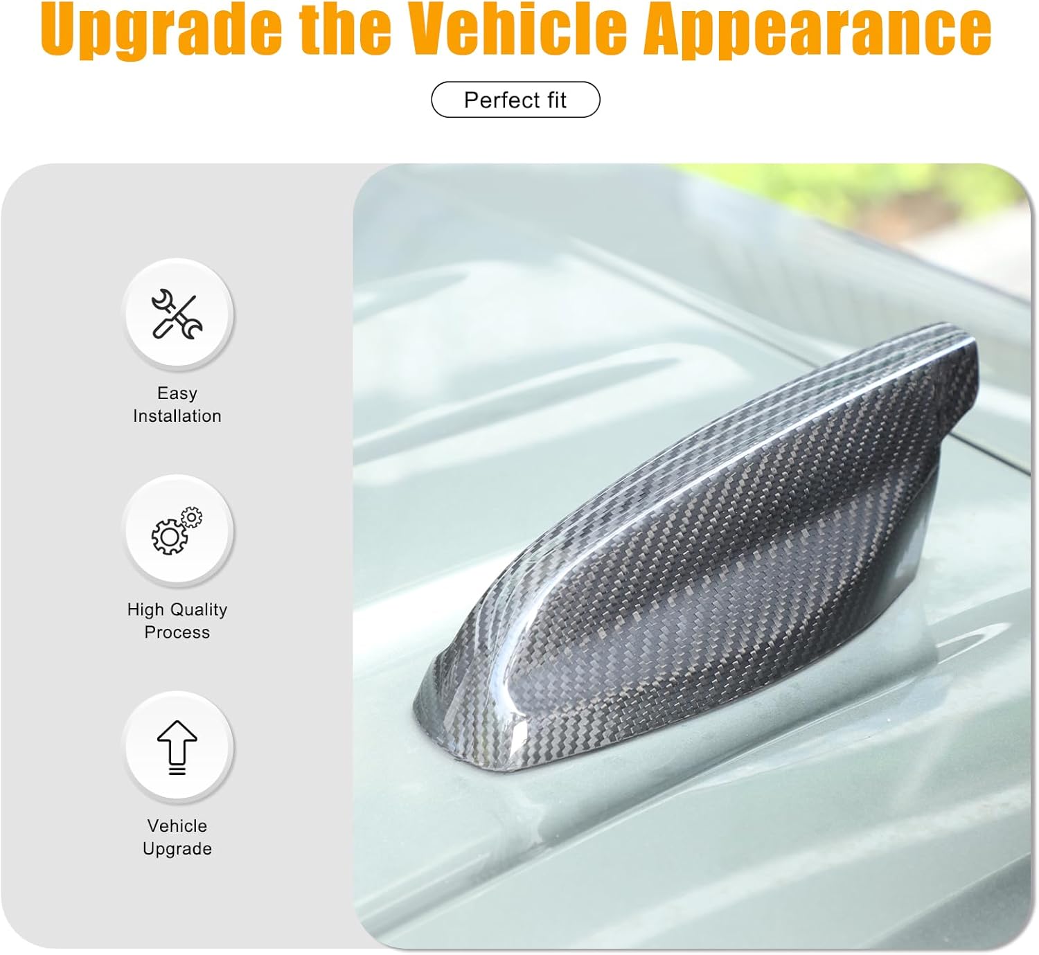 Car Shark Fin Antenna Cover Compatible with Land Rover Defender 90 110 130 2020-2024 Carbon Fiber Antenna Toppers Cover Vehicle Shark Fin Shape Cover with Adhesive Tape