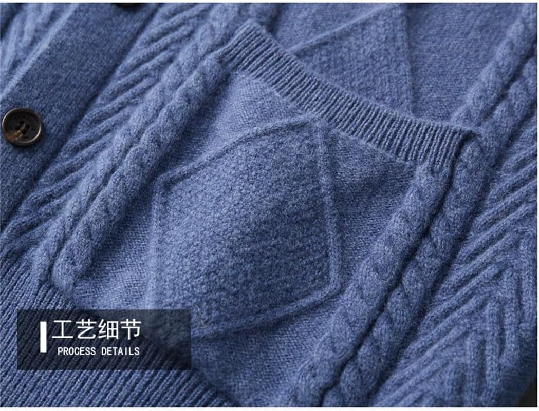 Men's 100% Wool Cashmere Knit Cardigan Sweaters Winter Thicken Warm Loose Business Jacket