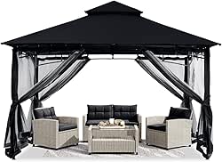 Sturdy Patio Gazebo 10 Ft x 10 Ft with Mosquito