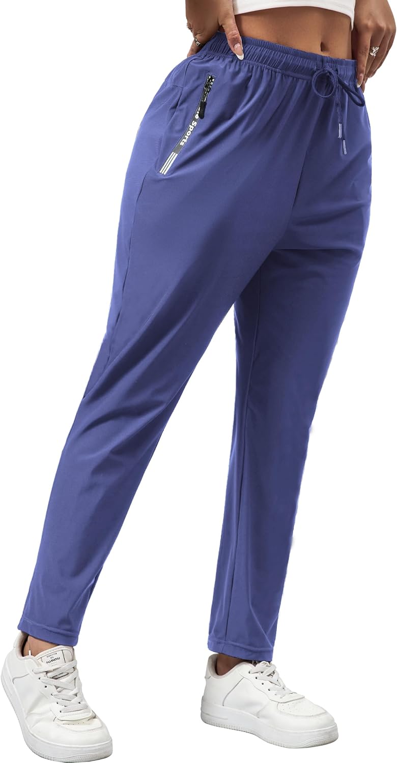 Women's Hiking Travel Pants Stretchy Elastic Waist Drawstring Active Pants for Women, M-XXL