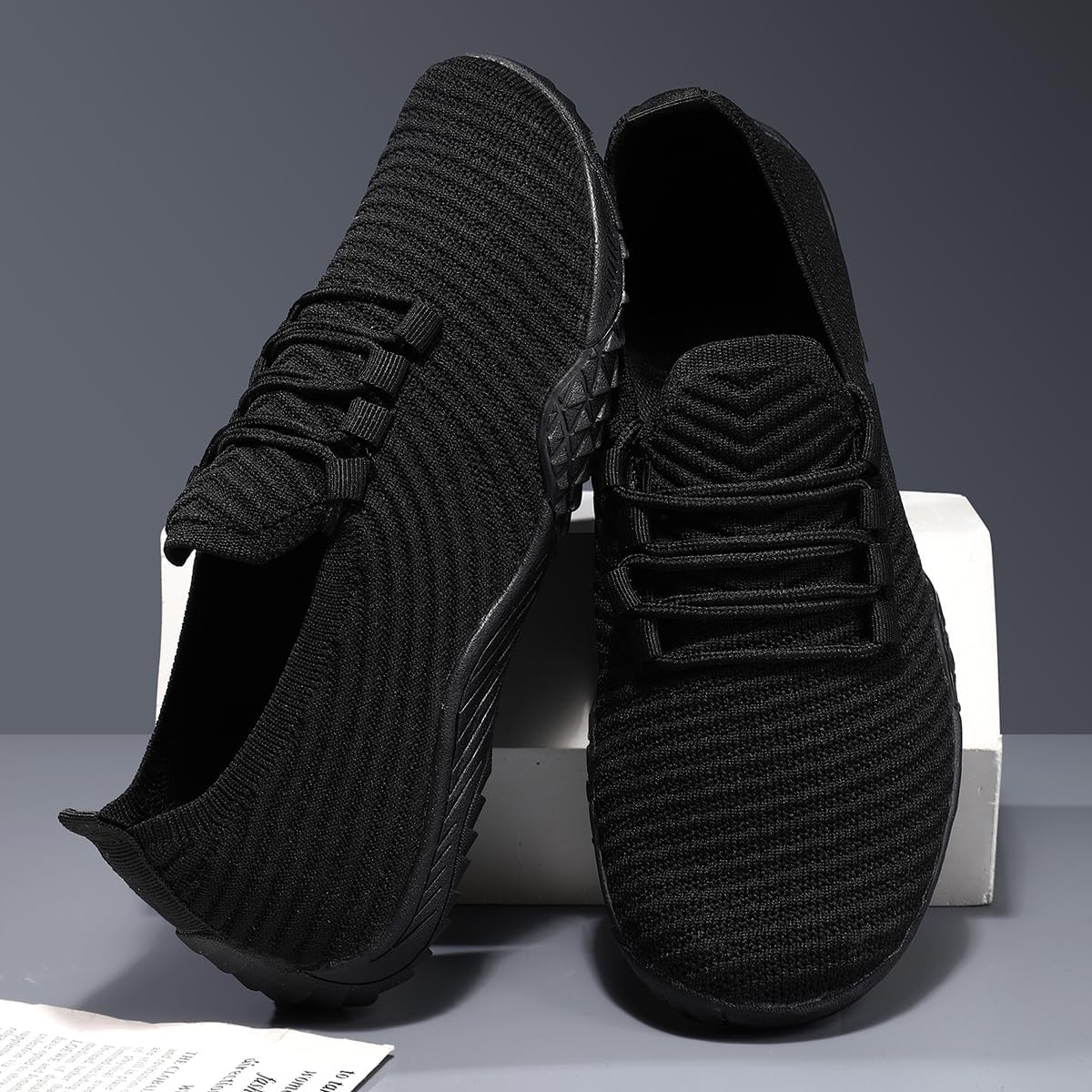 Womens Barefoot Shoes Minimalist Walking Trainers Zero Drop Sole Slip On Yoga Casual Sneakers Lightweight Breathable Indoor House Shoes All_Black Size US 8 - Image 3