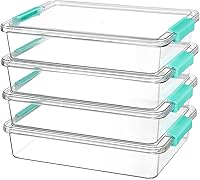 Vtopmart 6 Qt Clear Plastic Storage Bins with Lids, Stackable Sensory Bins for Crafts, Toys, Office & School Supplies, 4 Pack
