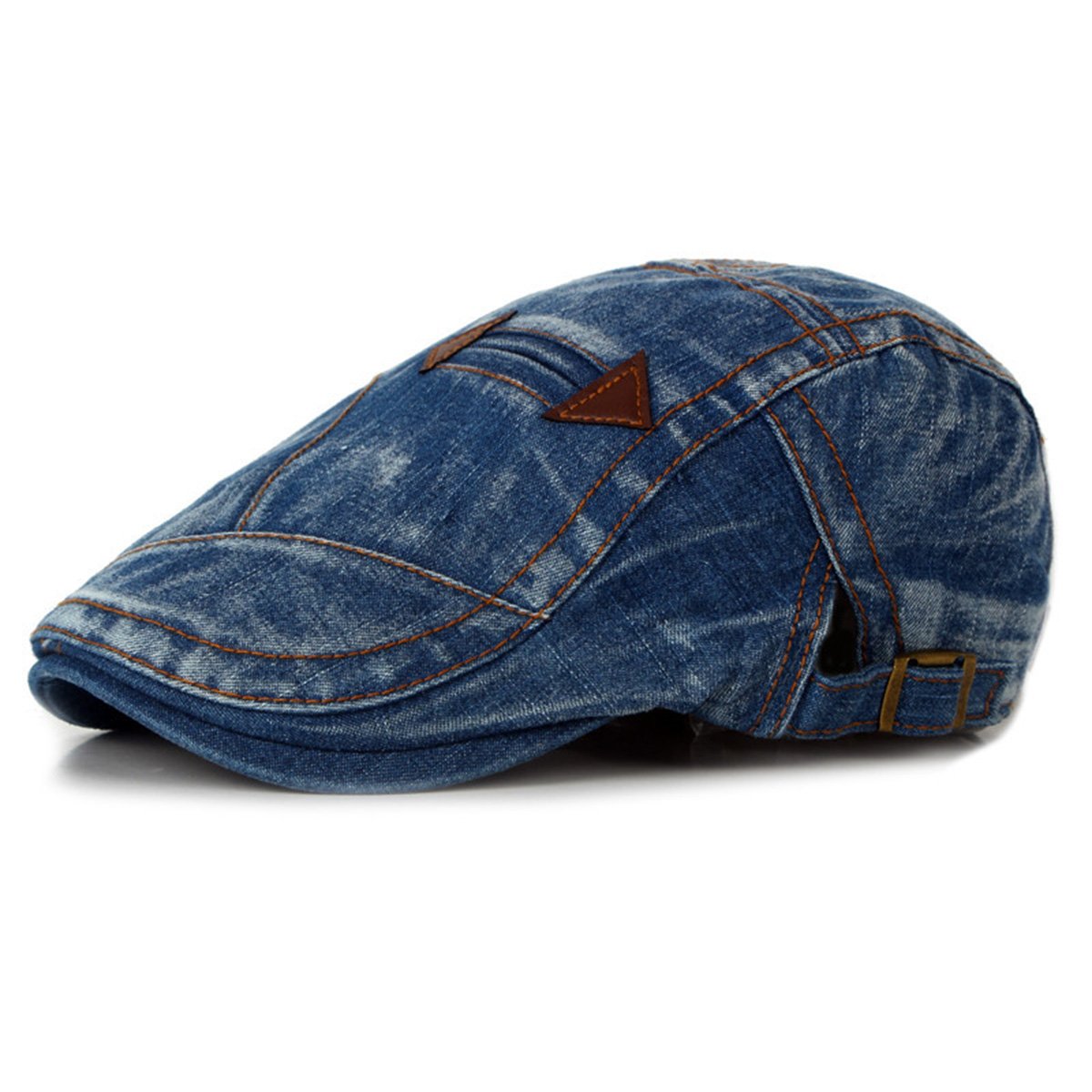 Himozoo Mens Denim Flat Cap Newsboy Ivy Irish Hats Jean Cabbie Scally Cap Duckbill Hat (Blue)
