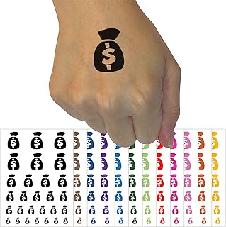 Bag of Money Temporary Tattoo Water Resistant Fake Body Art Set Collection - Brown (One Sheet)