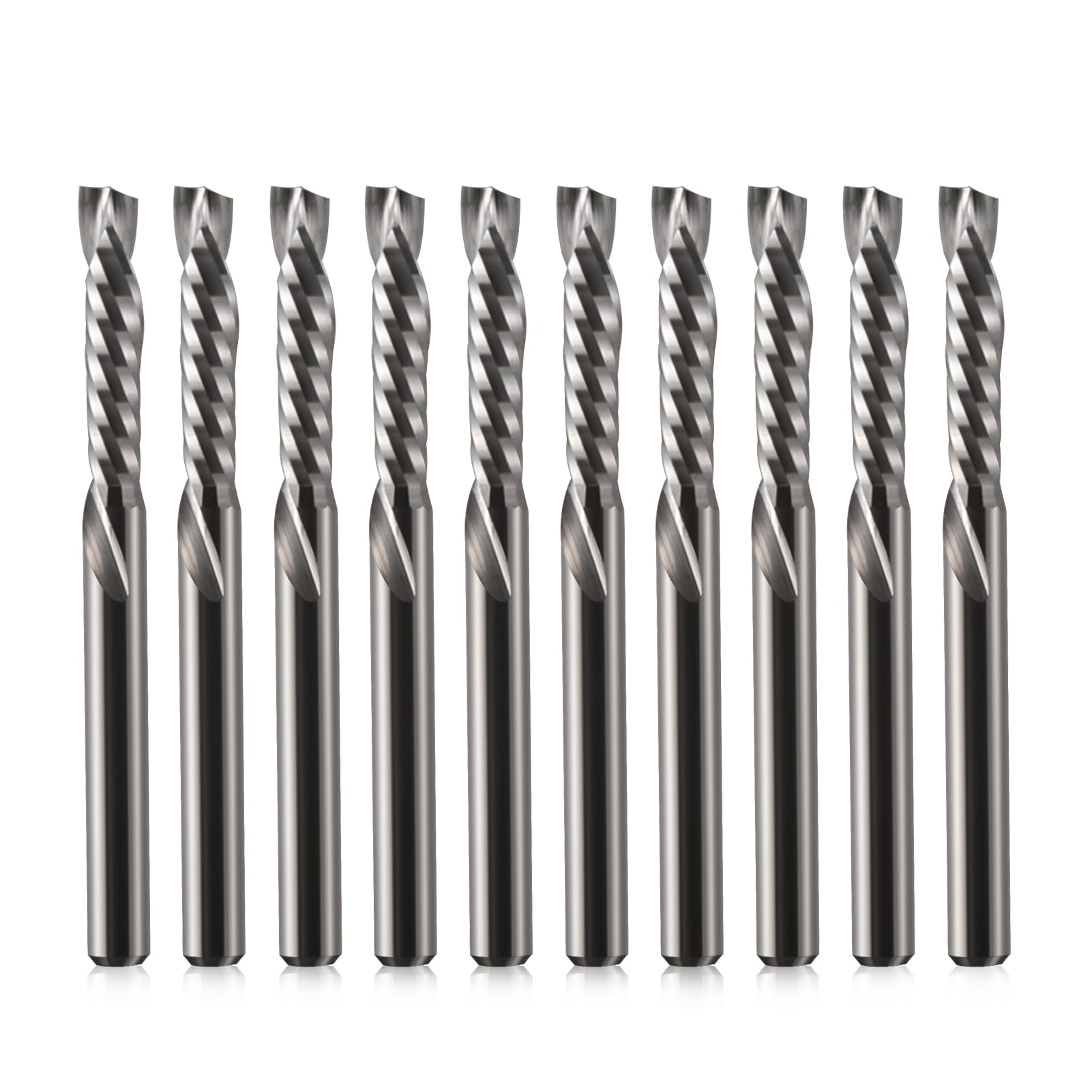 HOZLY Set di 10 frese a spirale UP&DOWN per legno, fresa singola da 3,175 mm, albero da 3,175 mm, lunghezza di taglio 15 mm, lunghezza totale 38 mm, fresa CNC in legno, bit per router da 10 pezzi