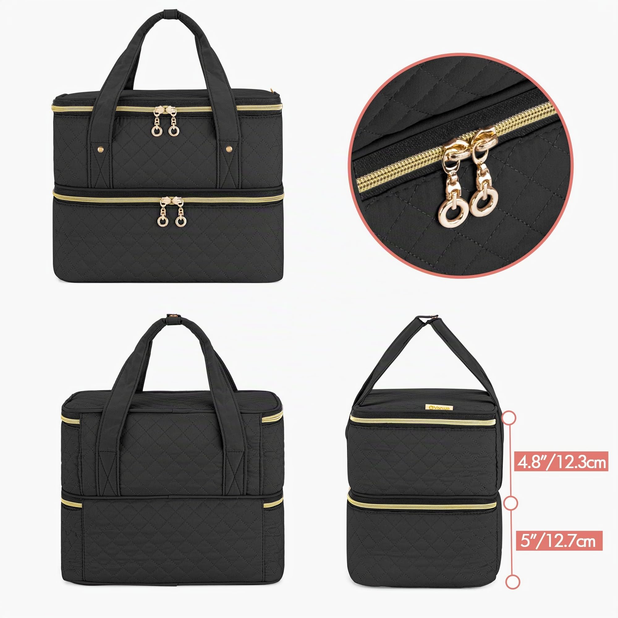 Yarwo Nagellack Tasche Organizer für 50 Flaschen und Nagellampe, Schwarz