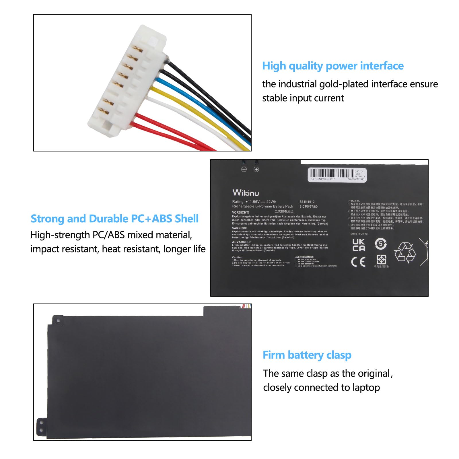 B31N1912 C31N1912 Batterie pour ASUS VivoBook 14 E410MA L410MA E410KA E510MA E510KA F414MA L510MA R522MA E410MA-EK026TS EK018TS L410MA-BV058TS E510KA-EJ033TS E510KA-EJ033TS
