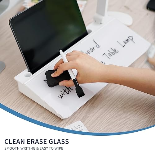 Miniatura 3 de Pizarra blanca de cristal de borrado en seco para escritorio, lámparas de escritorio con brazo oscilante con soporte para teclado, organizadores de