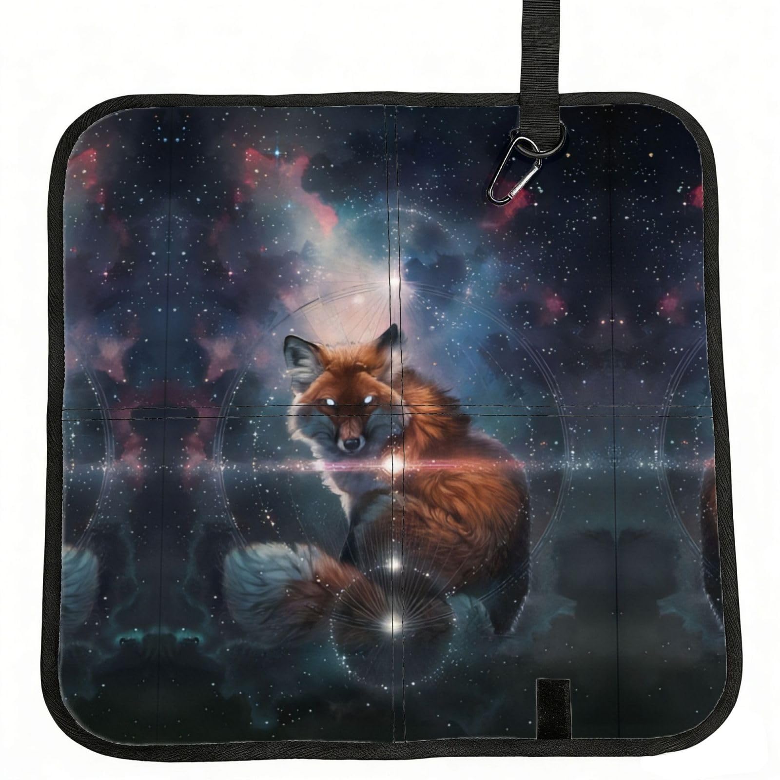 WBQLSL Fox On The Galaxy Foldable Seat Cushion - Portable Stadium Pad with Carabiner for Camping Hiking Picnic Beach