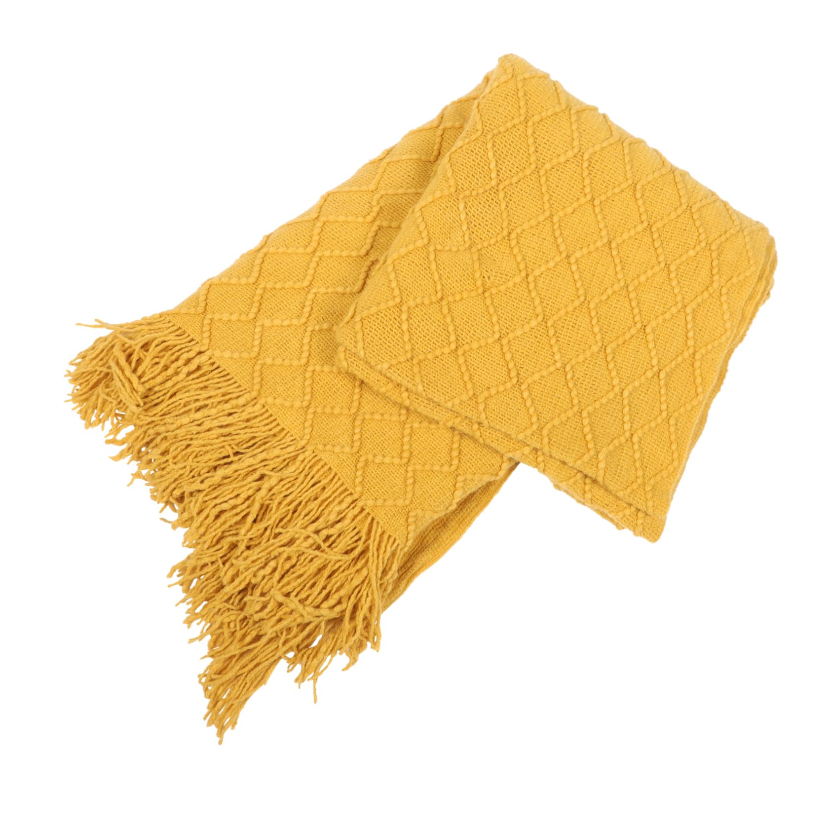 Couverture tricotée et plaid de Noel Alipis jaune avec polaire chauffante légère