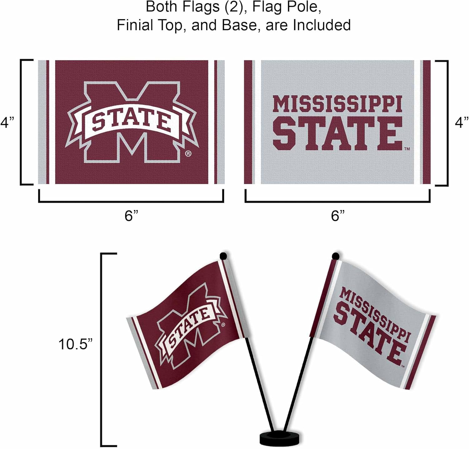 WinCraft Mississippi State Bulldogs Desk and Table Top Flags - Image 3