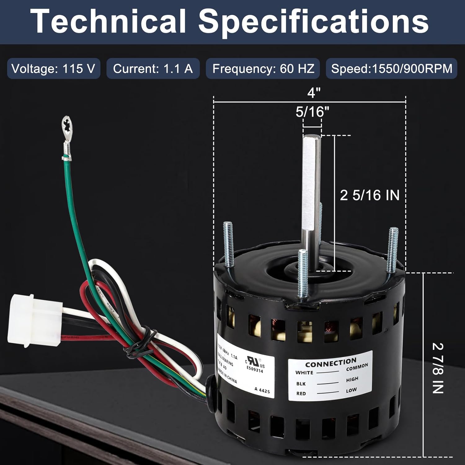 3.3" Condenser Exhaust Motor Replacement for Fasco D1100, Loren Cook 7173-1580, Ceiling Restroom Fan Motor for Gemini Loren Cook GC-142 GC-146 GC-148 GN-142 GN-144 GN-146.