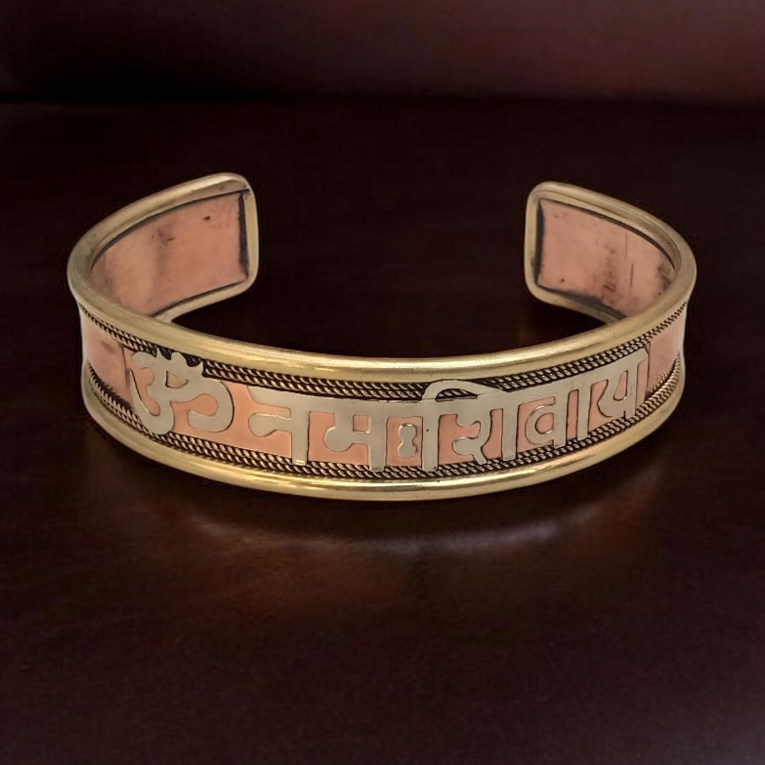 Pure Copper Bracelet – Om Namah Shivaya Engraved Handmade Bangle | Open Cuff Copper Jewelry for Men & Women | Adjustable Yoga, Wedding & Spiritual Gift - Image 2