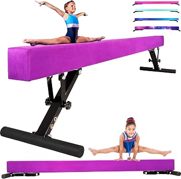 8FT Balance Beam, Raised Gymnastics Beam for Kids Ages 3-18, Home Gym Equipment for Training, Adjustable Balancing Beam Indoor