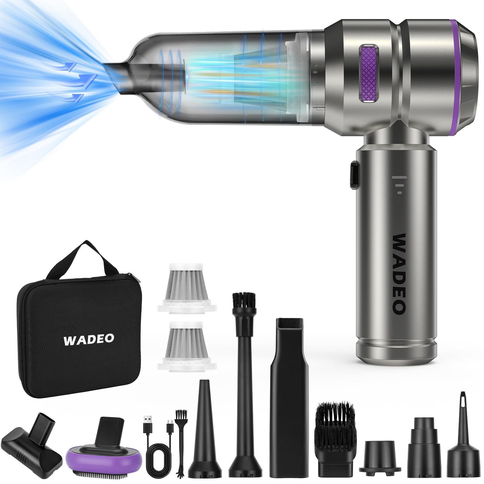 Aspirateur de voiture WADEO 18000pa pour nettoyer la maison et le bureau sans fil