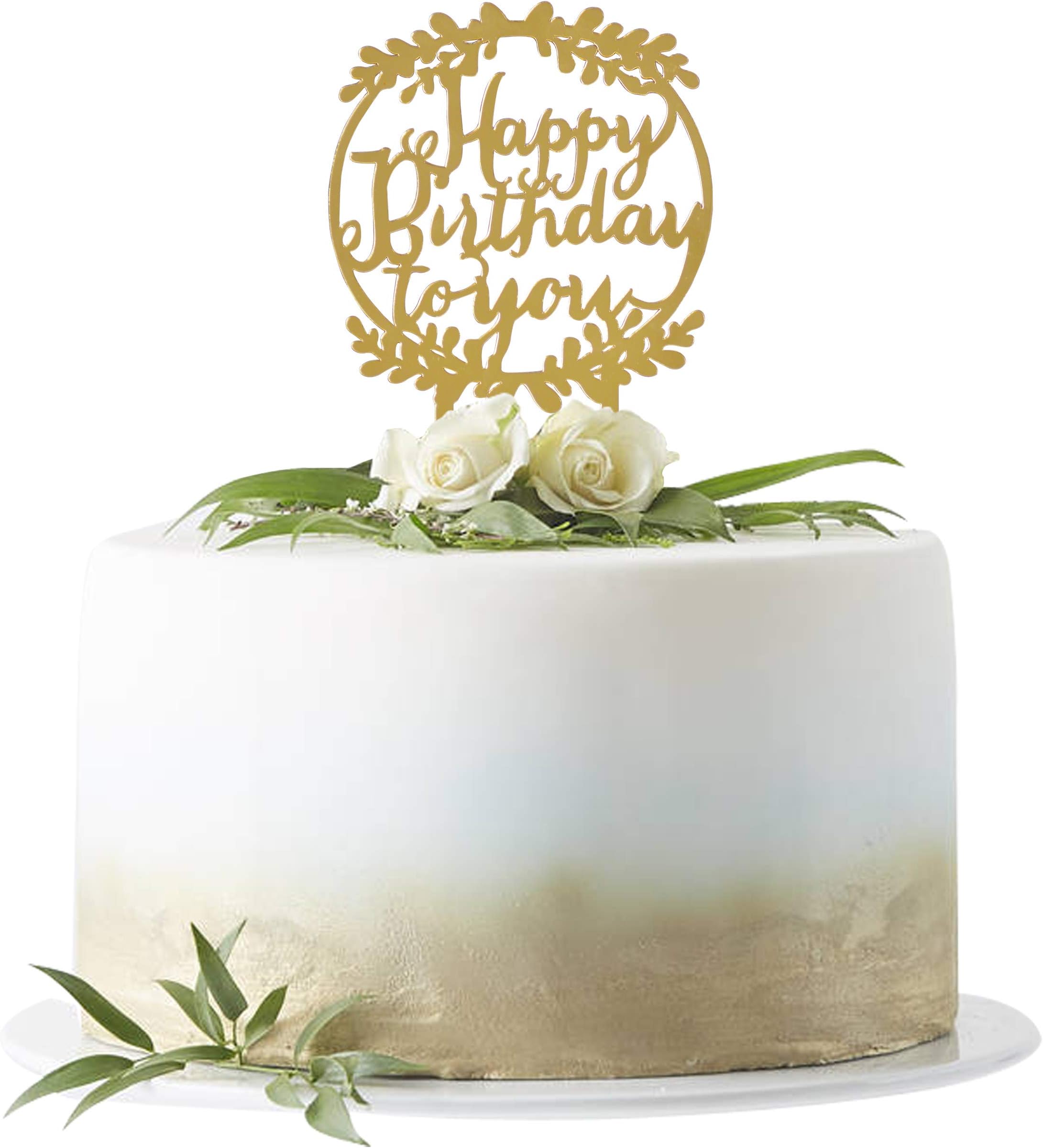 Omkraft Mirror Gold Acrylic Happy Birthday to You Cake Topper