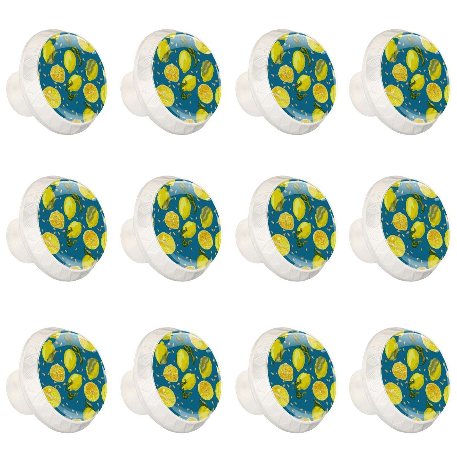 Boutons de cuisine ronds pour remplacer des poignées de placard usées motif citron