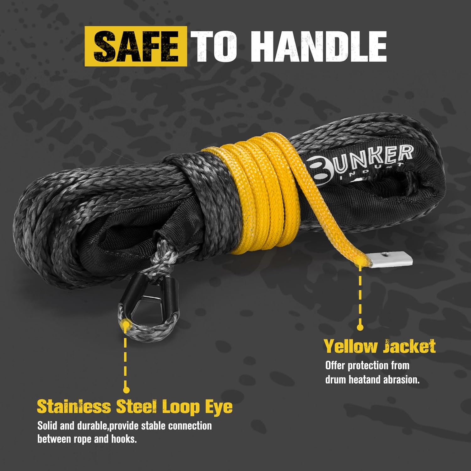 BUNKER INDUST Towing Winch Mounts 2" Receiver Hitch Winch Cradle Mounting Plate Universal Winch Mount Bracket + 1/4" x 50' 9500LBS Synthetic Winch Rope