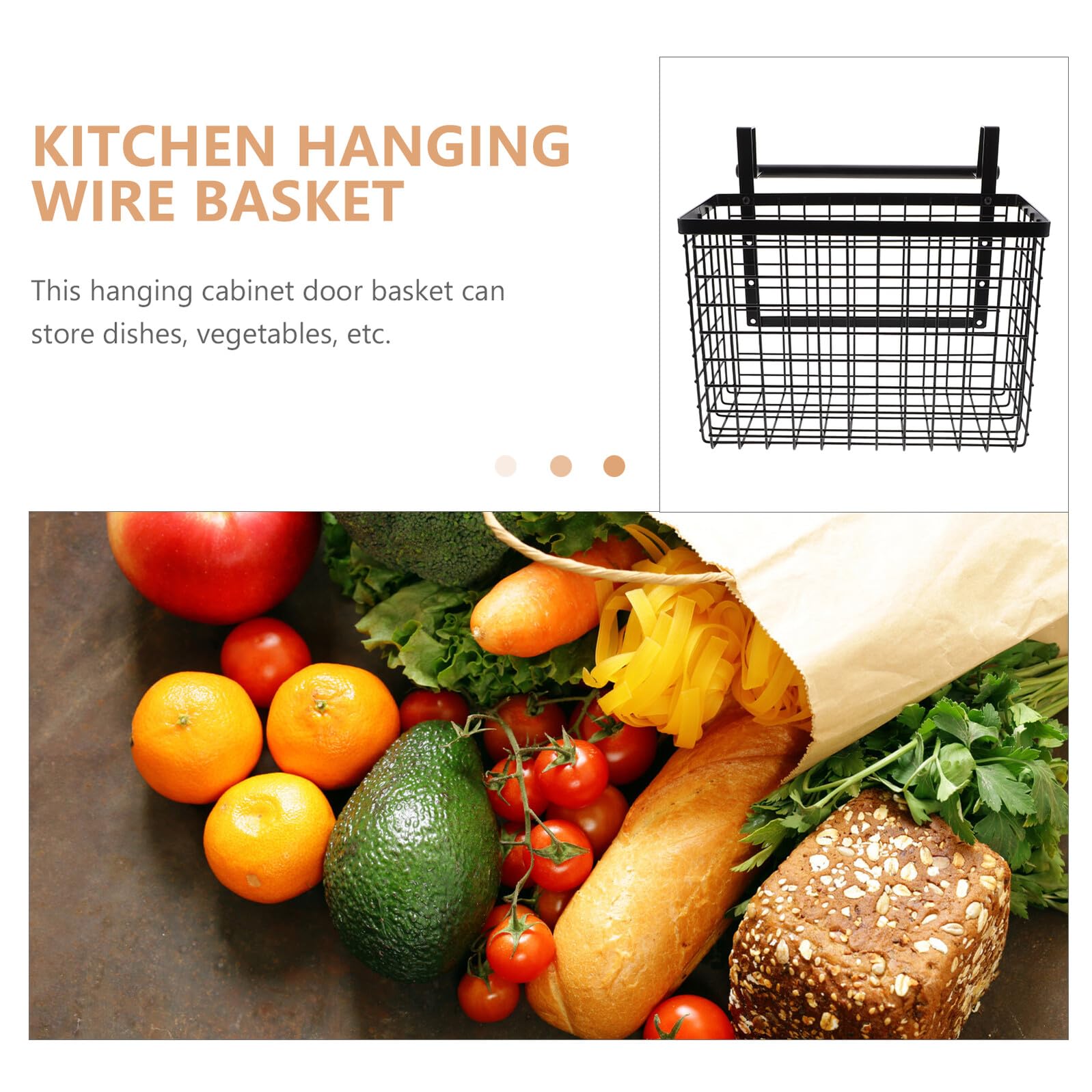 SHINEOFI Organizador Colgante para Cocina Cesta de Alambre Negro, Estante de Acero al Carbono para Verduras Alta Capacidad Necesidad de Clavos