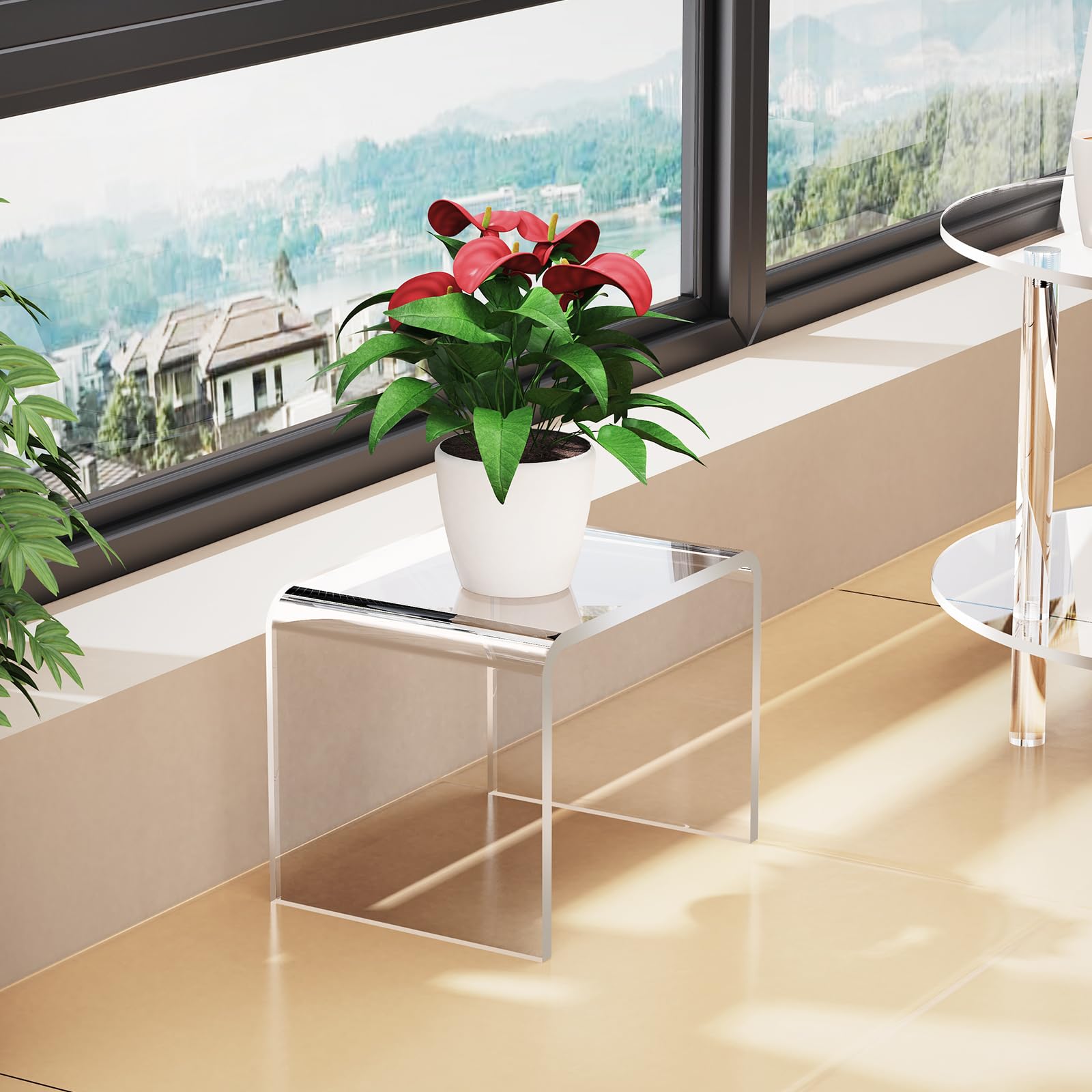 Acryl-Tritthocker, Kleiner transparenter Fußhocker für Badezimmer, Schlafzimmer, Küche, belastbar bis 113 kg, rutschfeste Matte gratis, Maße (32 x 24 x 24 cm) (transparent, 32×24cm×24cm)