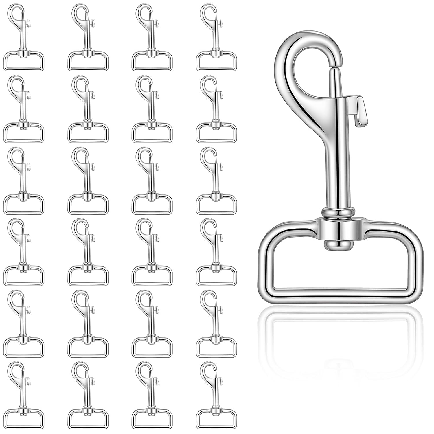 24pcs Swivel Snap Hooks for Dog Leash, 2.76 Inch Heavy Duty Flag Clasp Single Ended Clip Hooks, 70mm Multipurpose Bolt Snap for Pet Cage Keychains