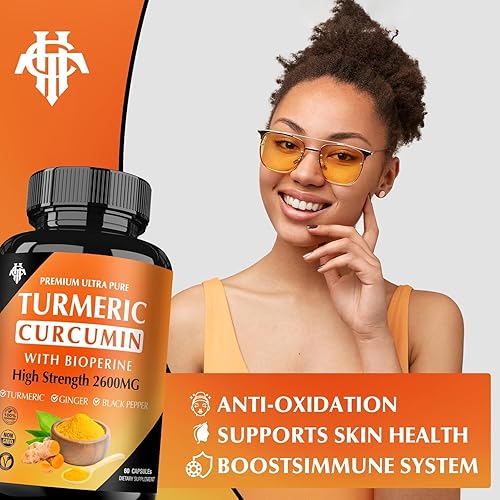 Miniatura 4 de Suplemento de curcumina de cúrcuma (2 paquetes) 8,530.2 ft con 95% de curcumina, cápsulas de cúrcuma de alta absorción con jengibre BioPerine y