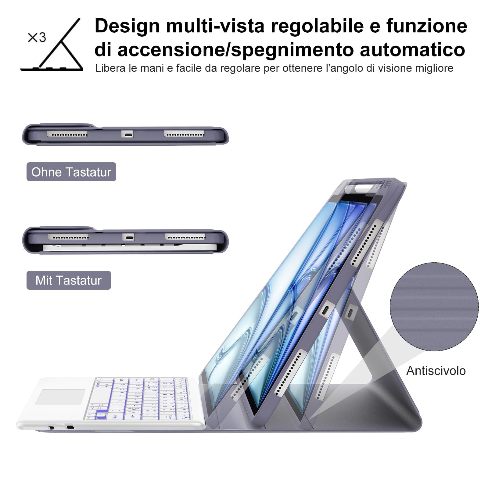 Custodia con Tastiera per iPad Air 13 Pollici M4 2026/M3 2025/M2 2024