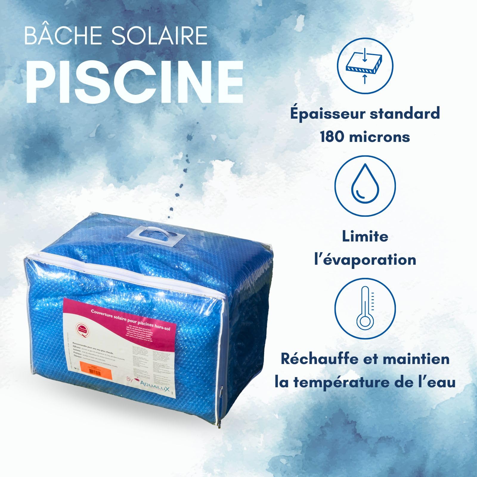 Bache Solaire 505 x 305 cm - Ovale - Bleu - pour Piscine Acier