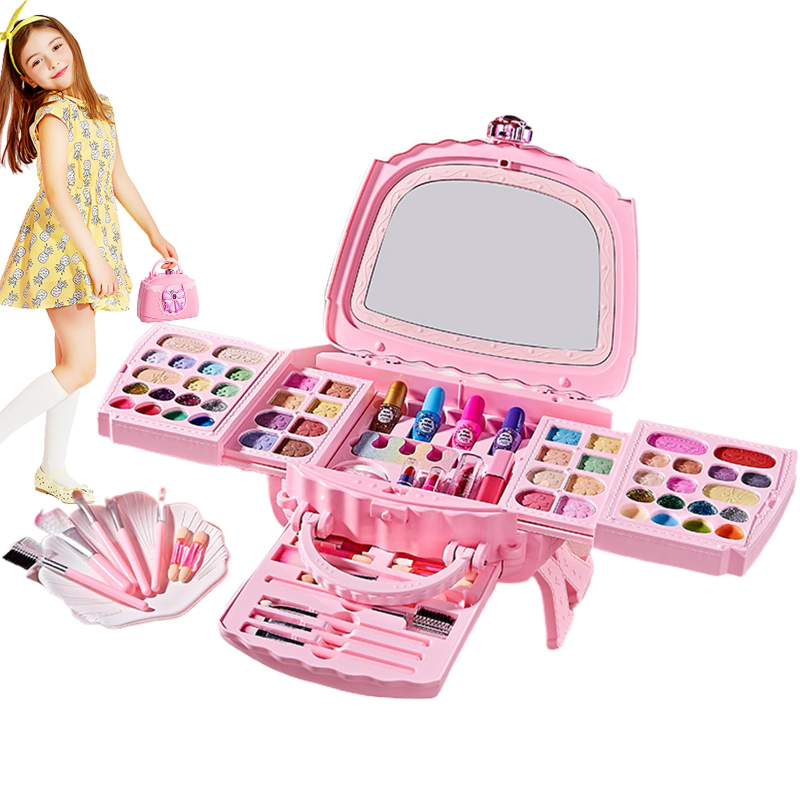 Kit Di Trucco Per Ragazze Set Di Trucco Reale Per Ragazze | Cosmetici Lavabili Per Bambini 3 Ai 12 Anni Per Pratica Giochi Di Ruolo Compleanni E Occasioni