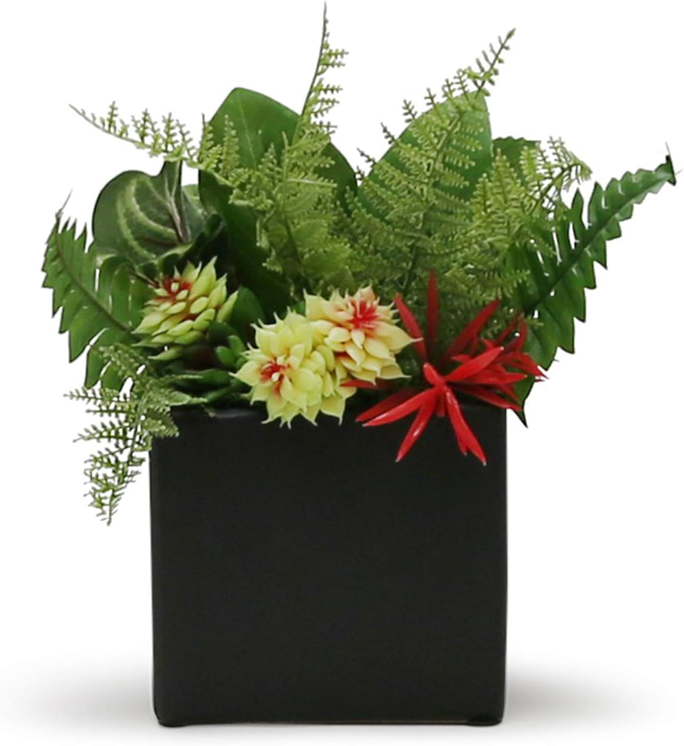 WGV Ceramic Cube Vase Width 3" Height 3" (Fits 2.5" Pot) Elegant Modern Small Square Floral Planter Terrarium Container Table Dresser for Event Accent Home Office Decor Black 1 Piece (Pack of 2)