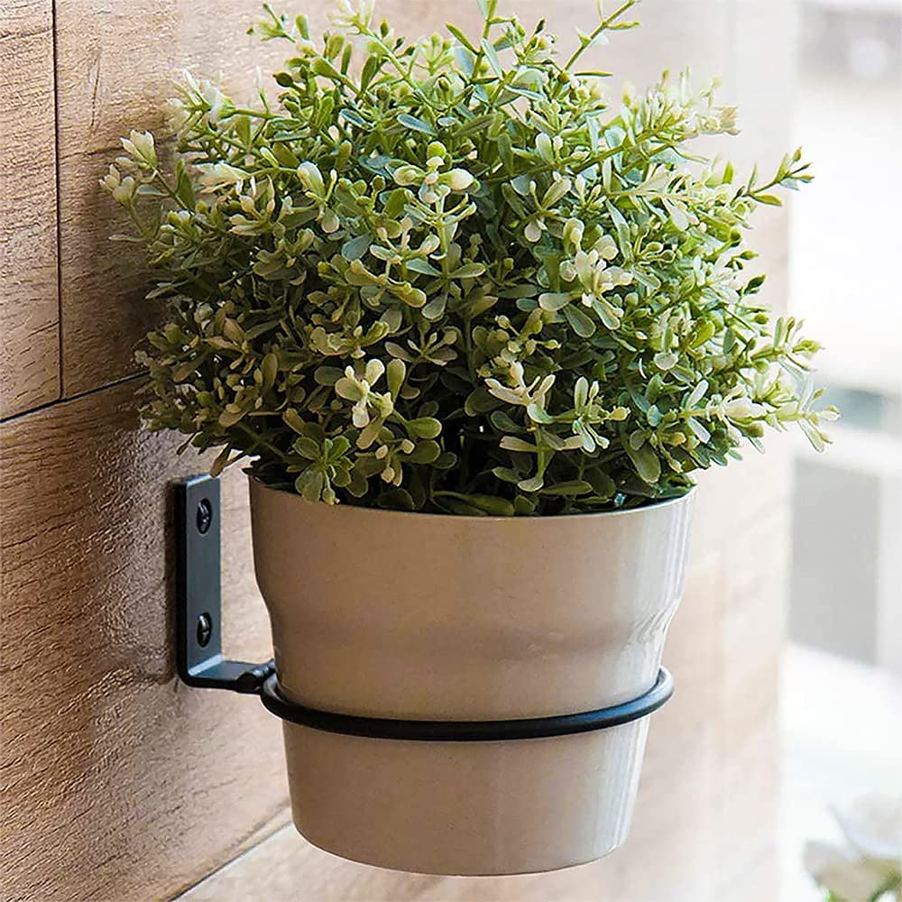 Lot de 6 supports muraux de 18 cm pour pot de fleurs - Support mural pliable - En métal - Pour la maison, le jardin, le balcon - Noir