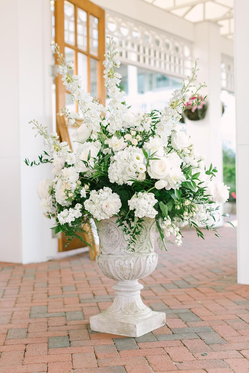 IPOPU White Flowers Artificial Delphinium 9PCS with Clematis Greenery for Wedding & Home Decor - Image 3