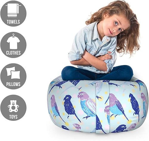 Miniatura 258 de Lunarable Silla de almacenamiento para adolescentes, coloridos patines de estilo retro, para actividades juveniles, para niñas y niños, divertido