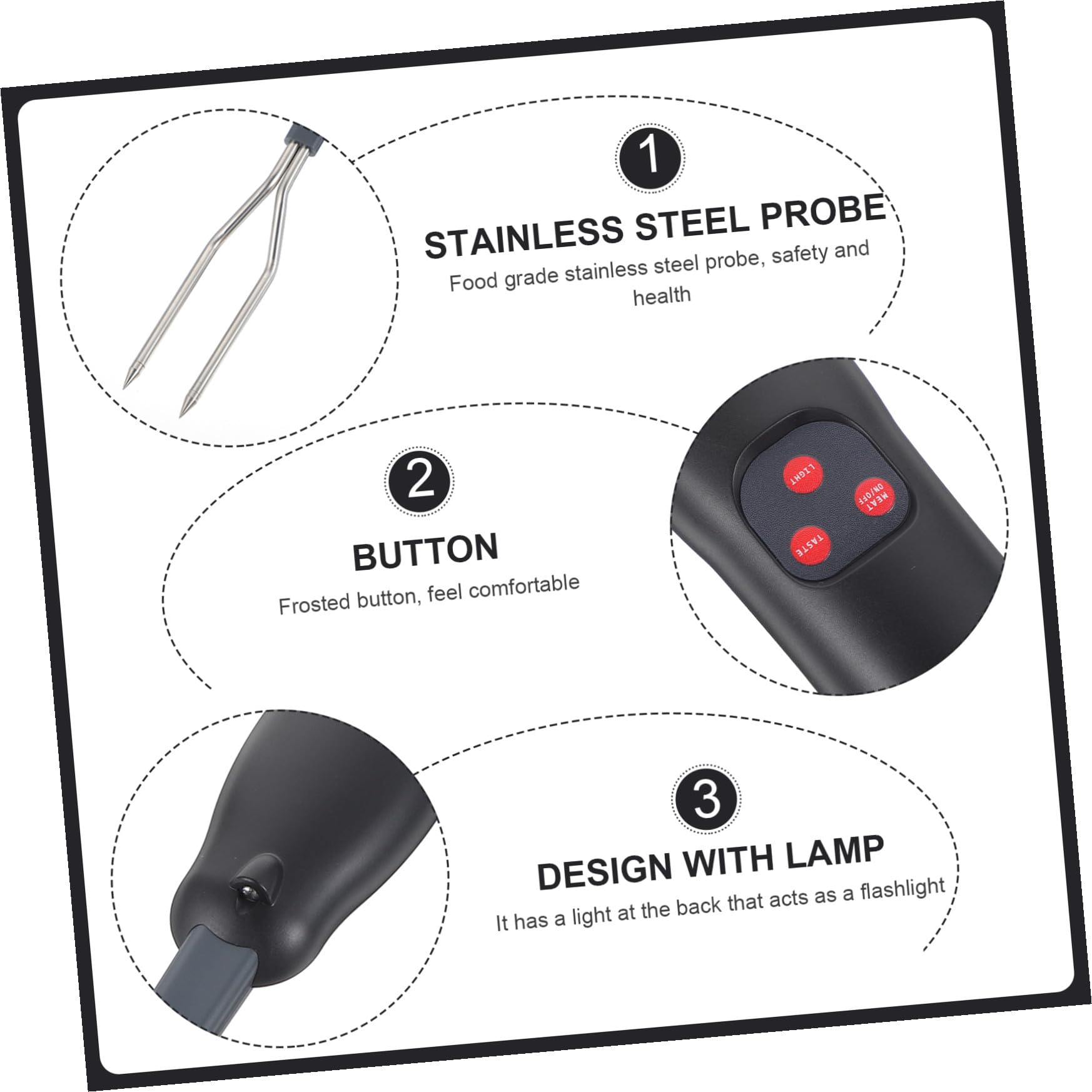 Abaodam 2 Pezzi Termometro Elettronico per Carne con Indicatore Temperatura Bbq per Grigliate e Precisa per Maiale per Grigliate Outdoor Domestica