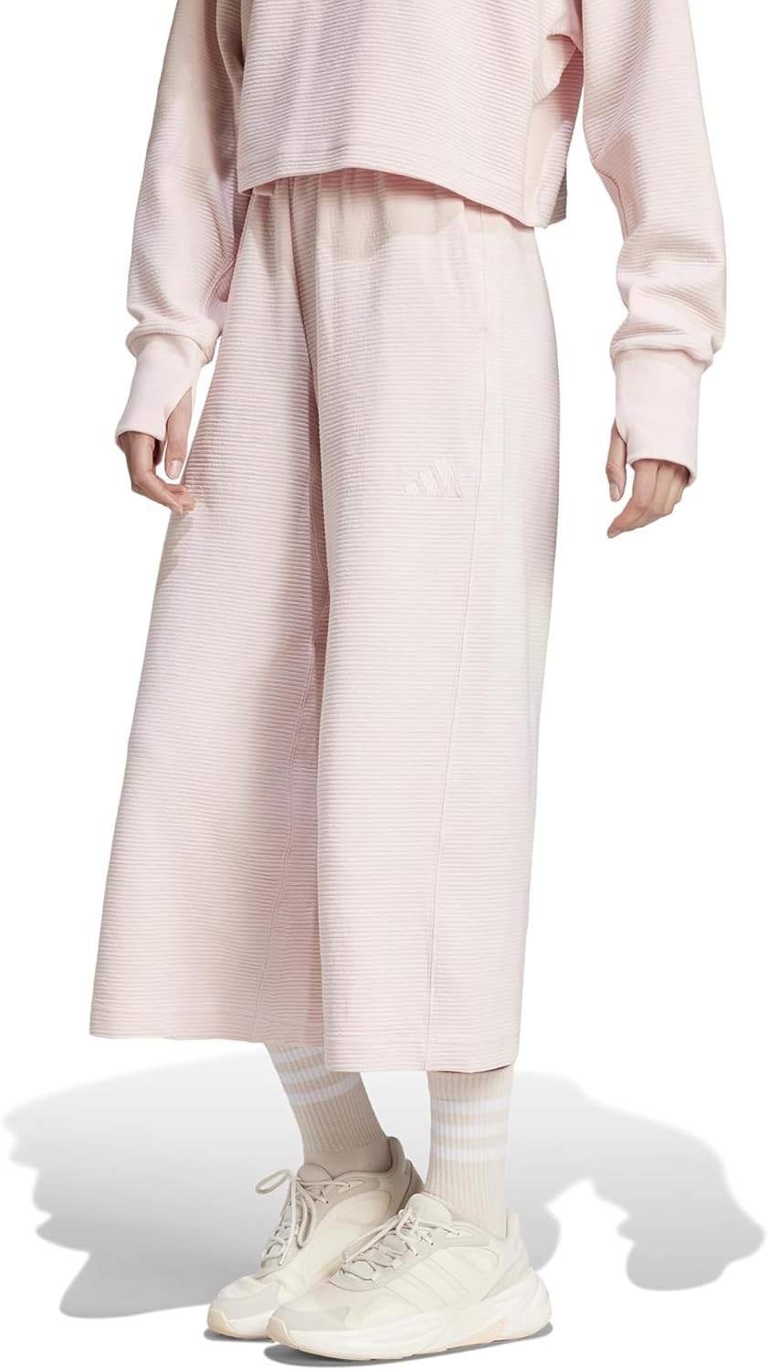 adidas Womens All Szn Ribbed 7/8 Length Wide Leg Pants