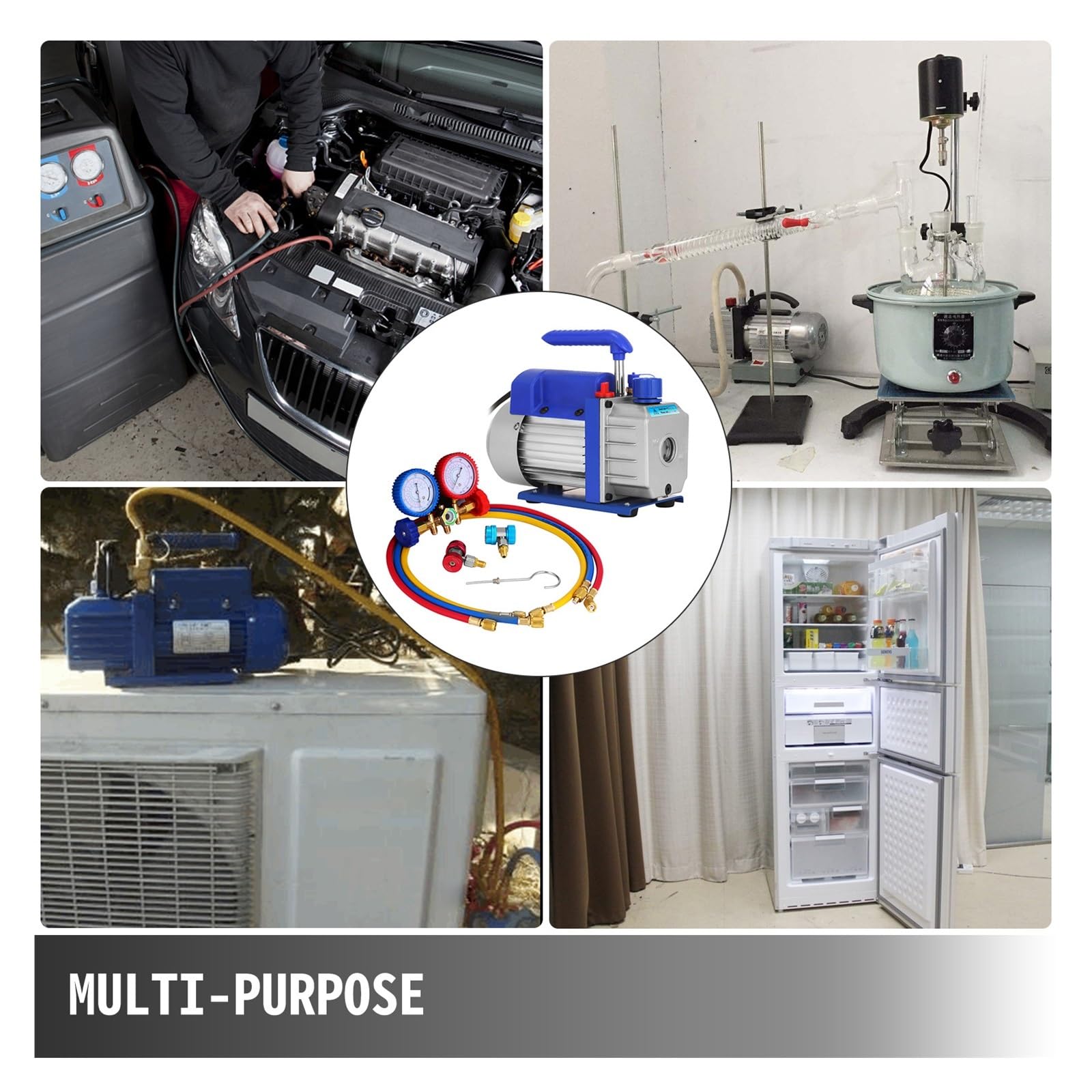 Vakuumpumpe, Vakuumpumpe, 3CFM 1-stufige Kältemittel-Vakuumpumpe, Kältemessgeräte, Klimaanlage, Klimaanlage, tragbarer intelligenter Kühler for die Industrie,für HVAC/AUTO AC
