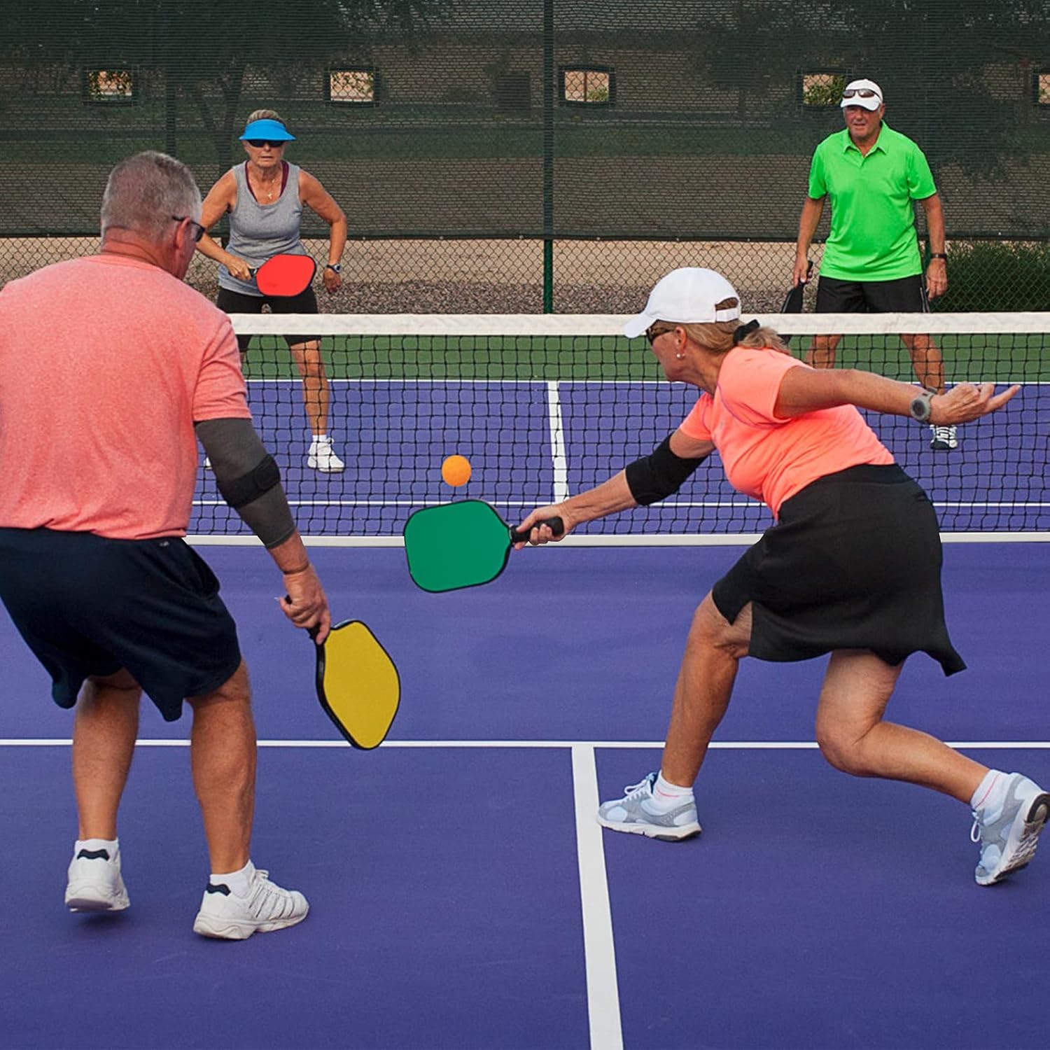 GOPLUS Pickleball-Netz targbar, Volleyballnetz 670 cm mit Metallrahmen, strapazierfähiges Polyester Netz, Tragetasche,Tennisnetz, Badmintonnetz für Turnhallen,Garten, Strand, Pool