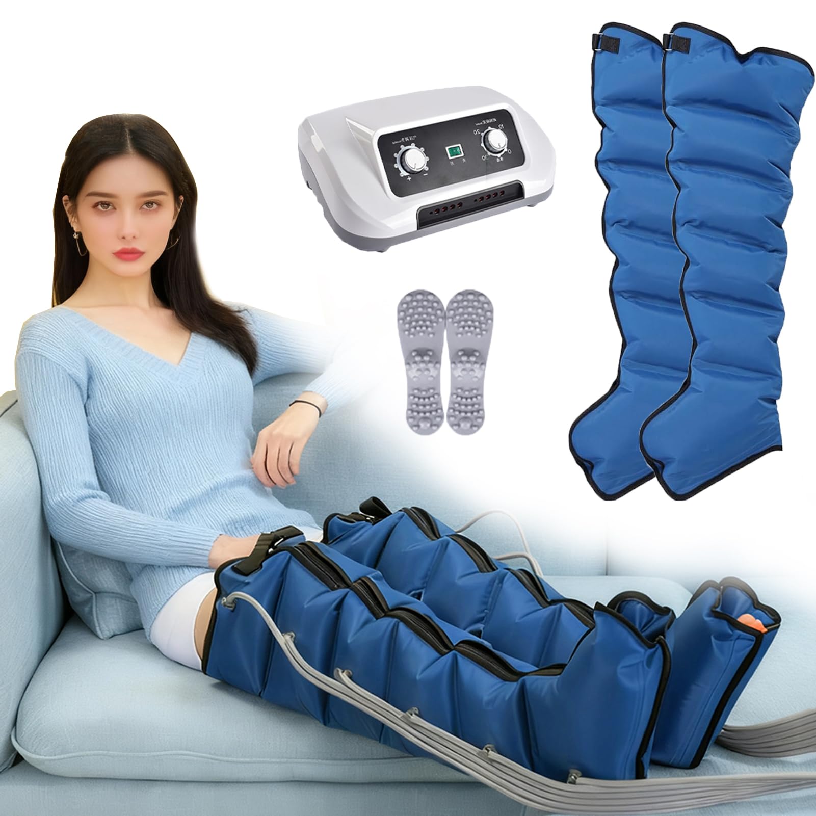 SUYUDD Lymphatic Drainage Massager, Electric Air Compression Massager For Circulation, Arm Leg Waist Wraps, Calf Massage Machine Pain Relief, Compression Massage Boots