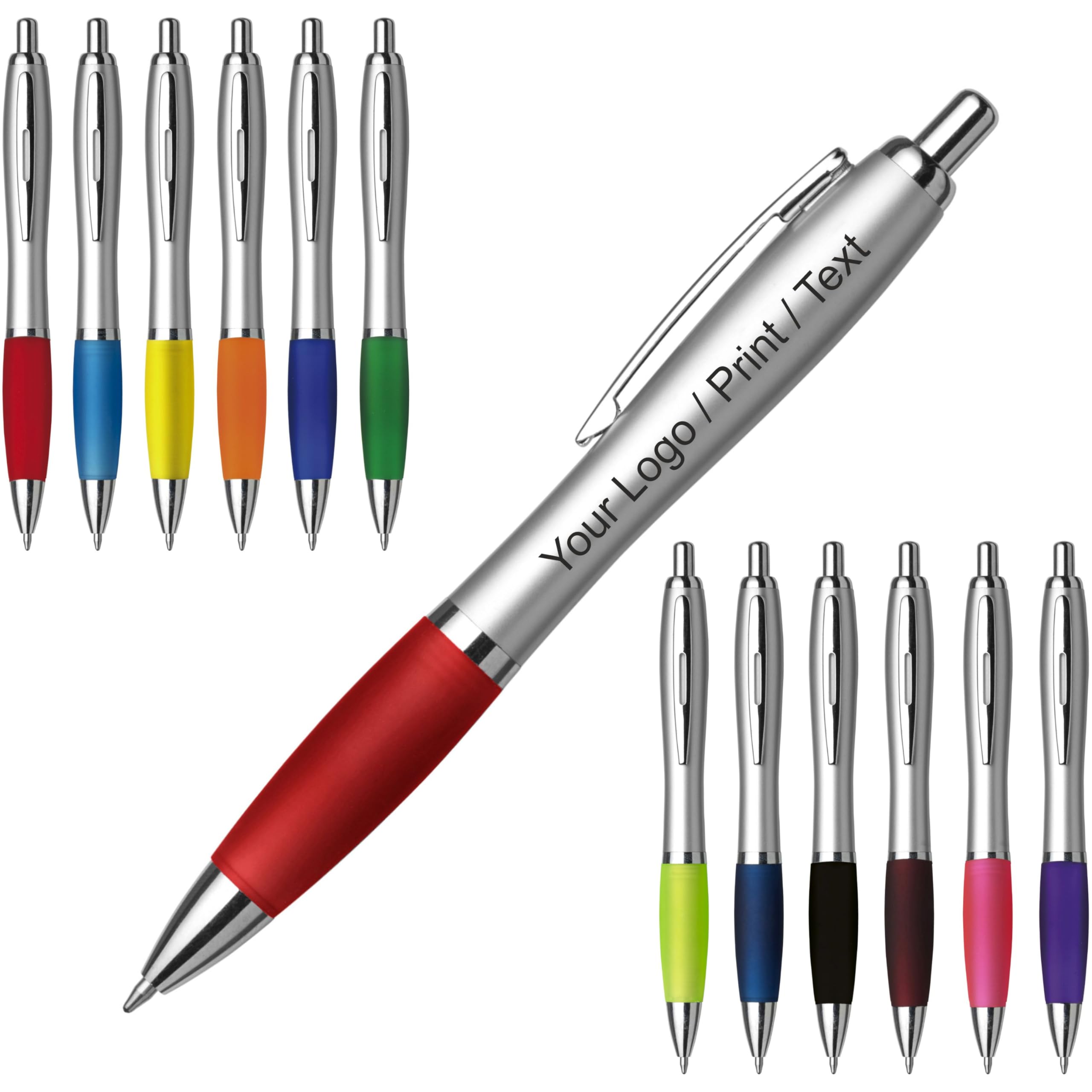 Schmalz 250 Penne a sfera in plastica personalizzabili con stampa UV pubblicità/logo/testo/messaggio/festa di laurea/fiera inchiostro blu (250)