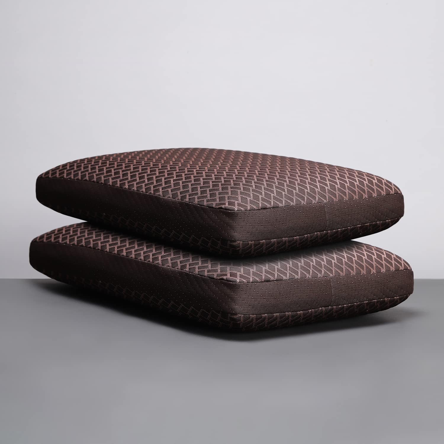 LA VERNE Cooling Gel Infused Pincore Technology Breathable Memory Foam Pillow with 3S Rebound| Cool Gel Cervical Support for Neck & Shoulder Relief (2, Brown, Standard)