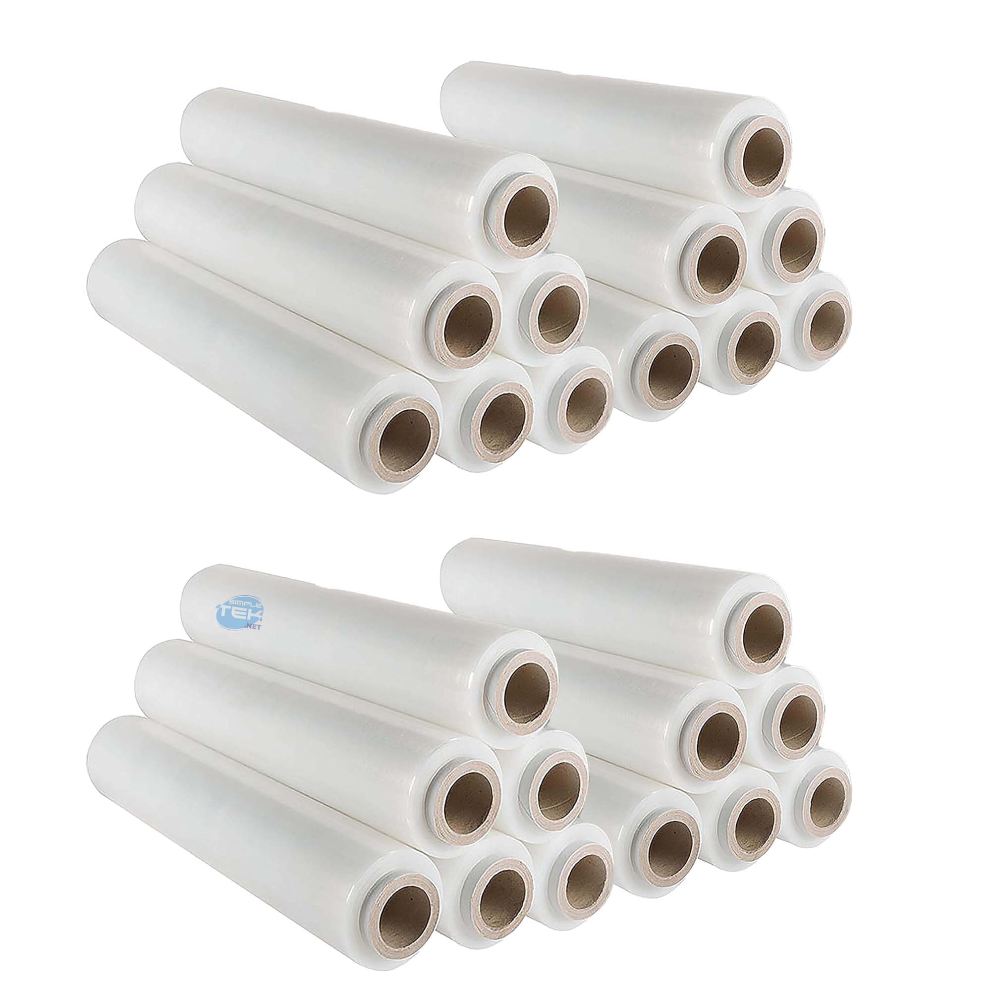 SIMPLETEK - 24 rouleaux de bobine de film extensible blanc 50 cm 2,2 kg 160 m 30 microns emballages professionnels (24 pièces)