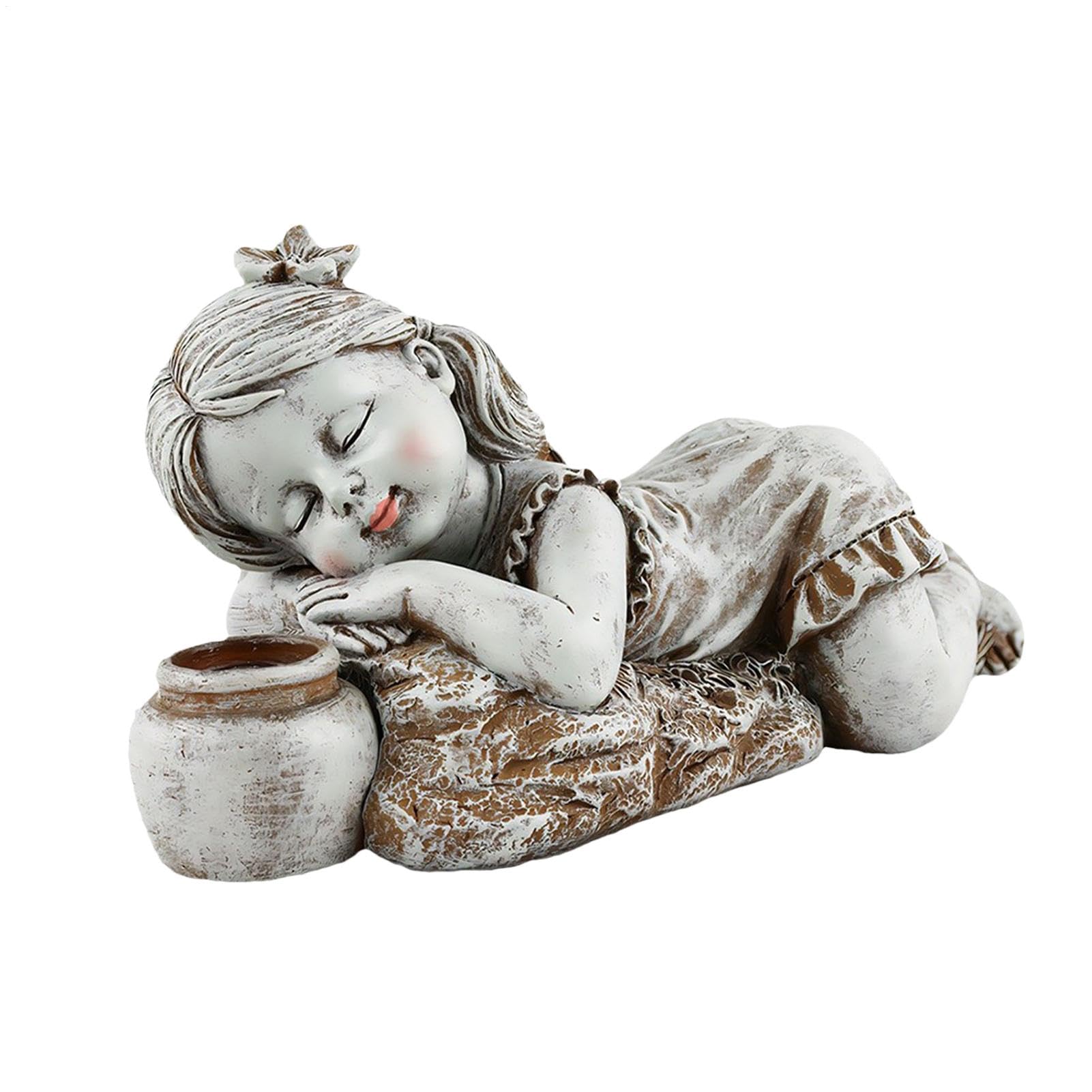 Statue extérieure solaire en résine mignonne et étanche pour décoration de jardin