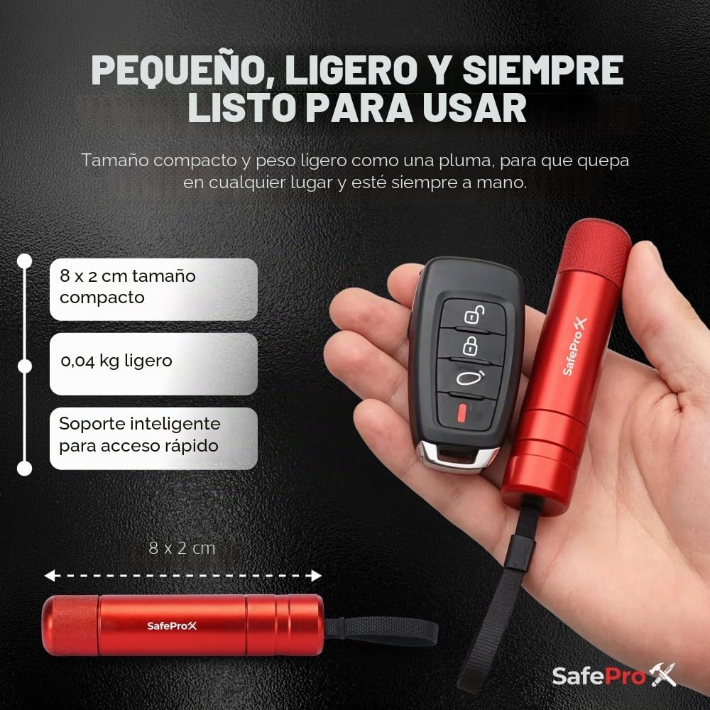 Herramienta de Escape de Emergencia SafePro X, Rompevidrios y Cortador de Cinturón de Seguridad, Herramienta Esencial de Seguridad Automotriz y Rescate de Emergencia. (Paquete de 2) (Paquete de 2)
