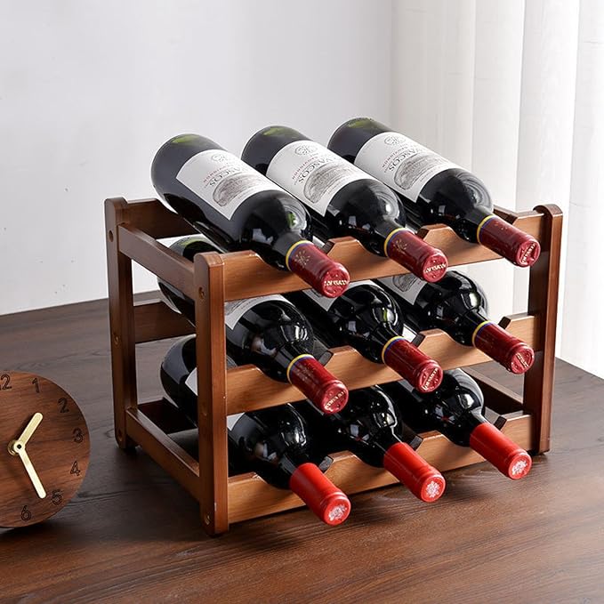 Estante para Vino de Bambú OWKAY, 12 Botellas, Estilo Moderno miniatura 2