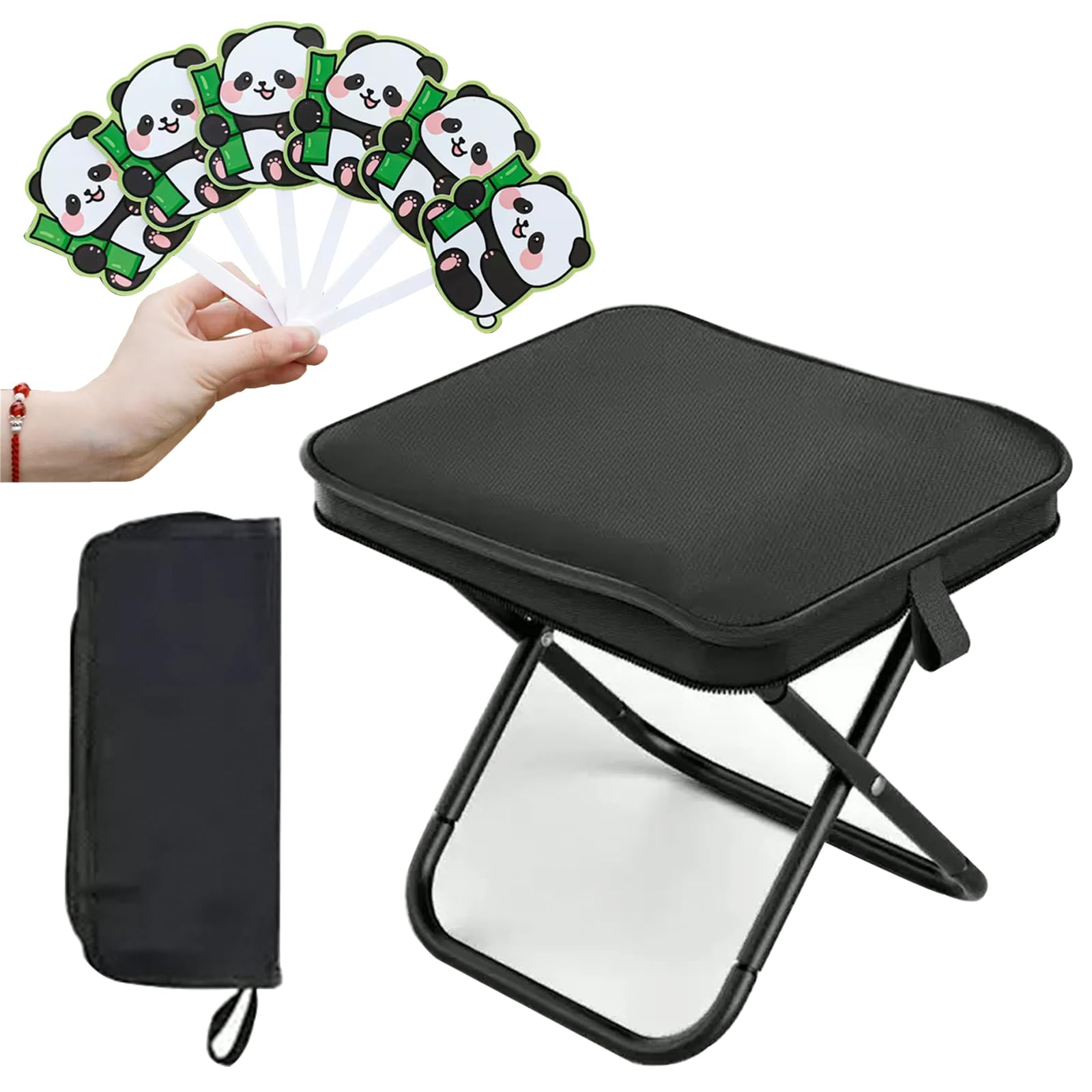 Rliocvhe Portable Folding Stool, Mini Folding Camping Chair, Lightweight Folding Camping Chair, Portable Folding Benches Supports 120 kg, for Travel, Fishing, Picnic, Barbecue