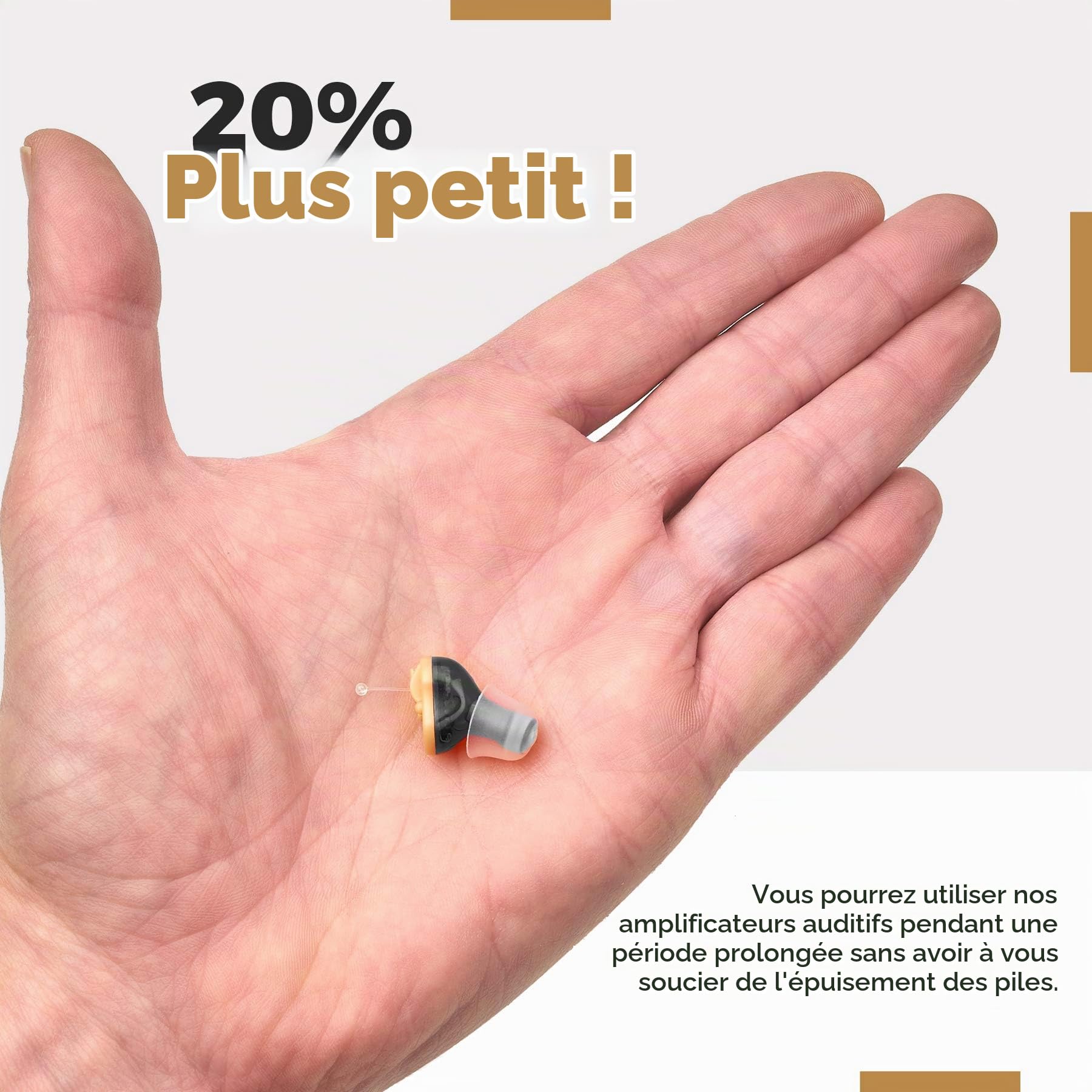 Amplificateur auditif numérique haut de gamme - Oreille droite invisible dans le canal (CIC) Mini-système d'amélioration du son intra-auriculaire, presque invisible, suppression du bruit - Noir